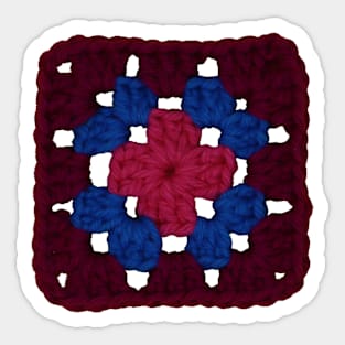 Magenta Vintage Crochet Granny Square Sticker